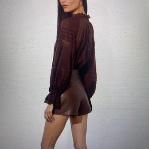 Alice + Olivia Women’s Brown Cady Leather Short Size 10 - Picture 2 of 9